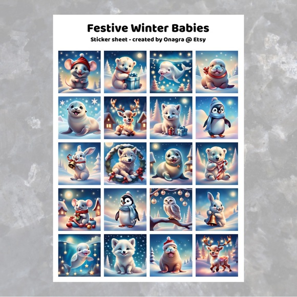 3 /💲20 Stickers! Festive winter baby animal stickers - Picture 2 of 3